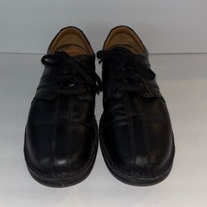 Clarks Touareg Vibe Mens Oxfords 10.5 W Black Leather Lace Up Shoes Wide
